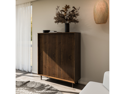 Balcão gabinete alto com 2 portas na cor castanho amadeirado/ Coleção Jazz